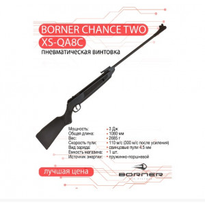 Винтовка пневматическая Borner Chance Two XS-QA8C Black кал. 4,5 мм (переломка, пластик) Винтовка пневматическая Borner Chance Two XS-QA8C Black кал. 4,5 мм (переломка, пластик)