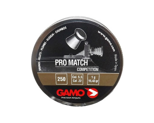 Пули Gamo Pro Match 5,5 мм, 1 грамм, 250 штук