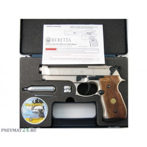 Пневматический пистолет Umarex Beretta M92 FS (никель, дерево)